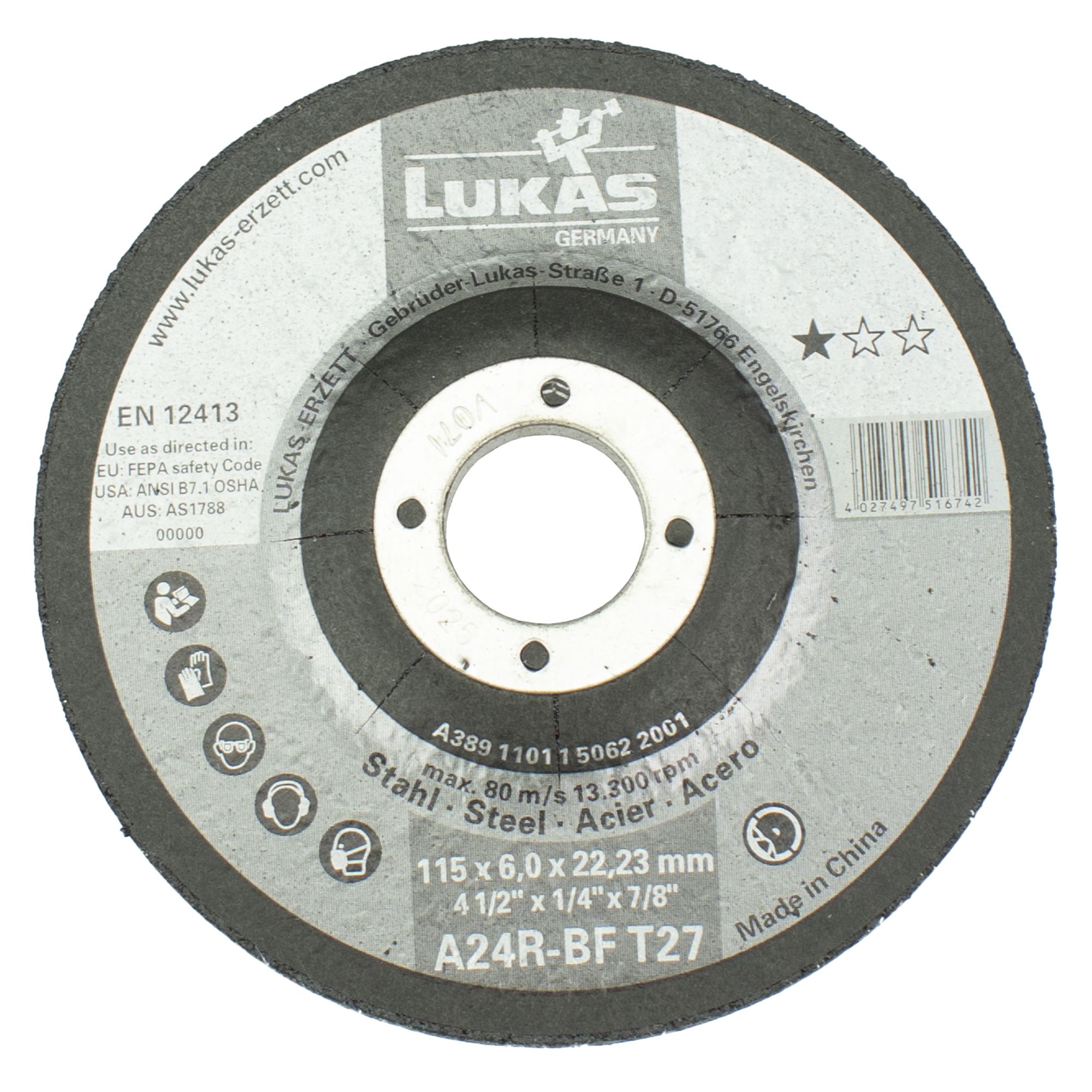 Kotouč brusný LUKAS, 115 x 6,0mm, 22,2mm, ocel LUKAS A3891101150622001 0.16 Kg ŽELEZÁŽŘSTVÍ Sklad4 KB- 04091