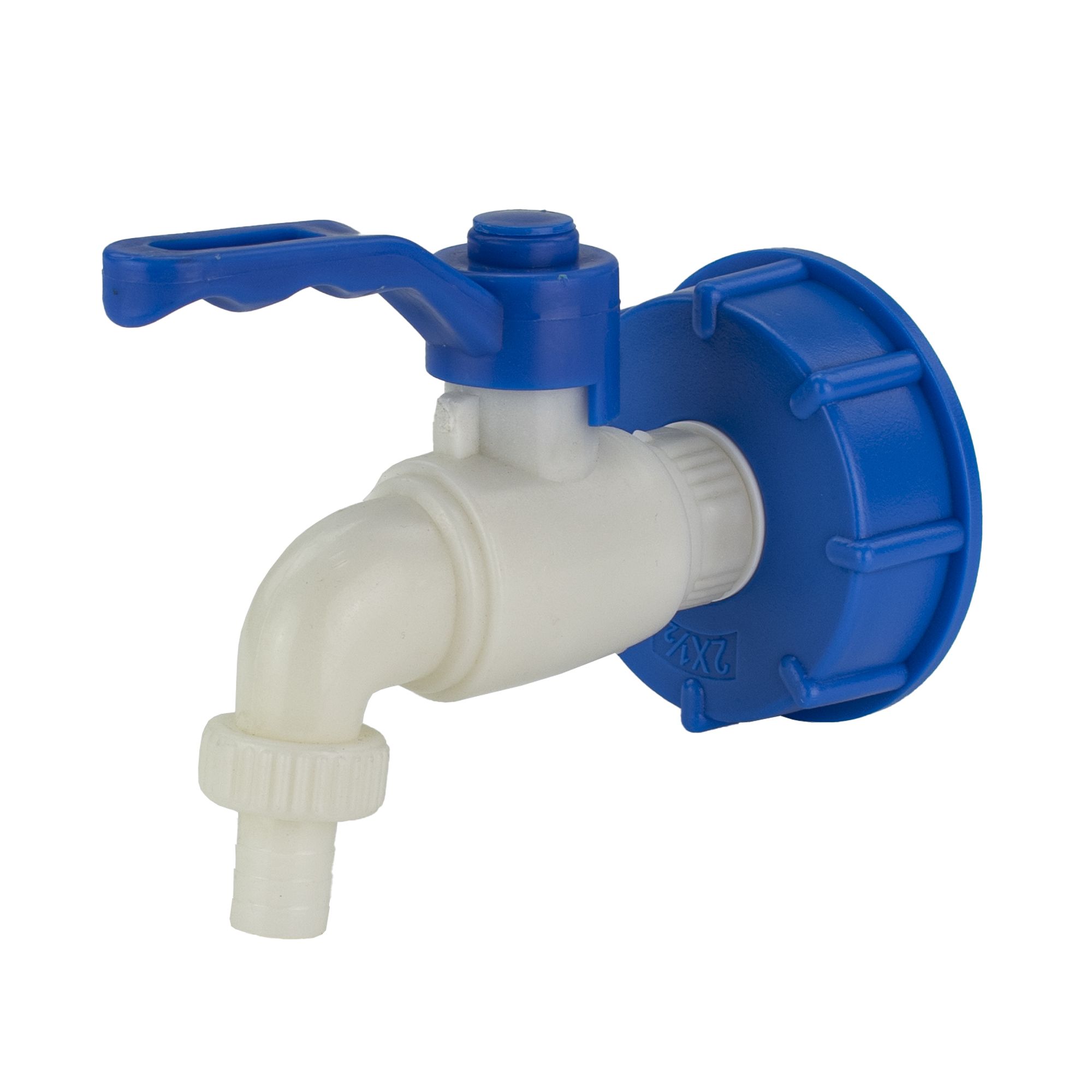 Redukce na IBC nádrž + ventil, plast, 60mm - 1/2", BRADAS