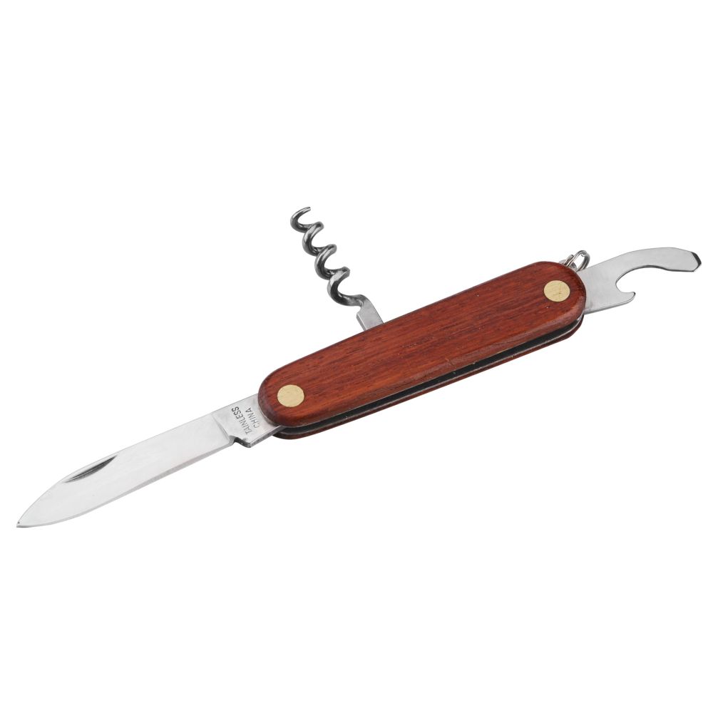 EXTOL CRAFT 91373 Nůž zavírací, 3 funkce, nerez, rukojeť dřevěná, 17,5cm