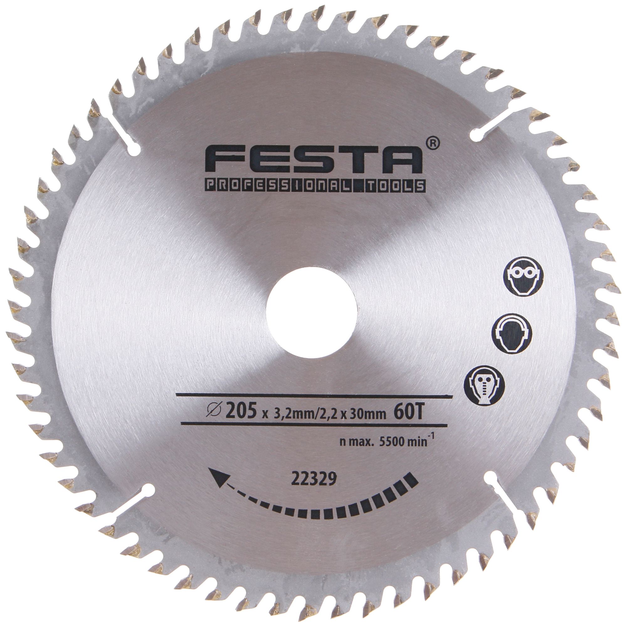 FESTA 22329 Kotouč pilový, na dřevo, 205mm, 60 zubů, 30/20mm, 3,2mm, TCT