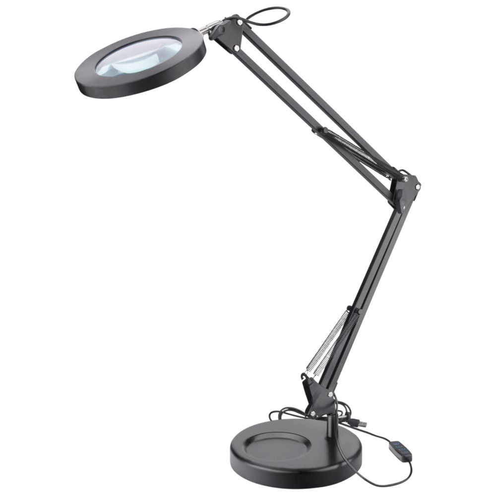 EXTOL LIGHT 43160 Lampa stolní s lupou černá, 5x zvětšení, USB napájení, 2400lm, 3 barvy světla