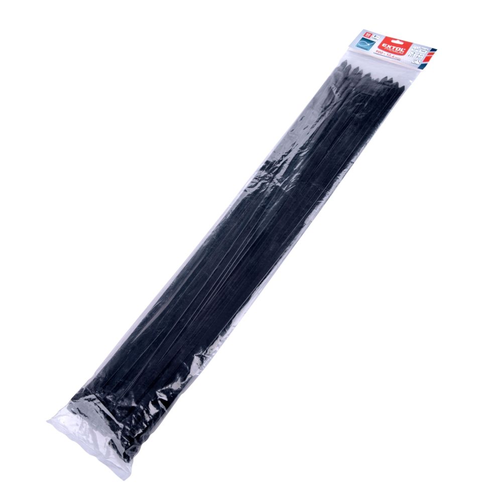 EXTOL PREMIUM 8856180 Pásek stahovací, 900 x 12mm, nylon PA66, černý, balení 50ks
