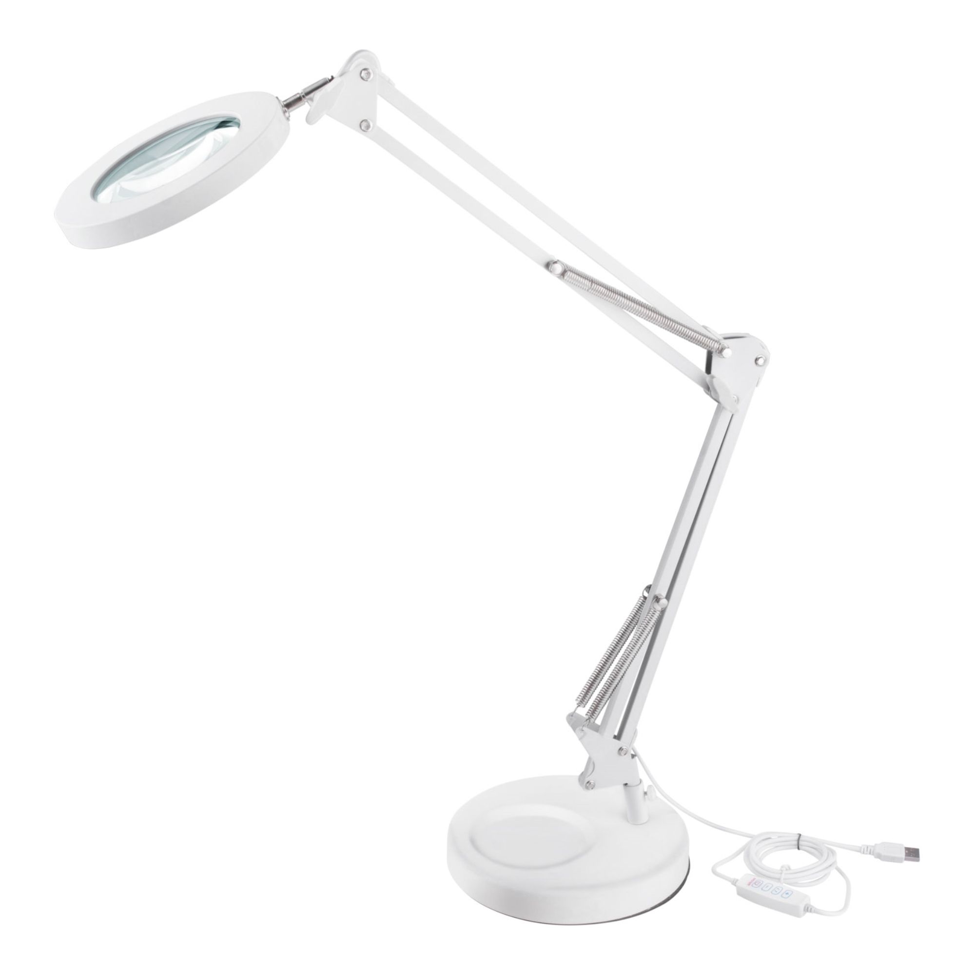 EXTOL LIGHT 43161 Lampa stolní s lupou bílá, 5x zvětšení, USB napájení, 2400lm, 3 barvy světla