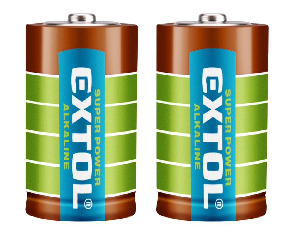 Baterie alkalická, 1,5V, D (LR20), sada 2ks, EXTOL ENERGY ULTRA+
