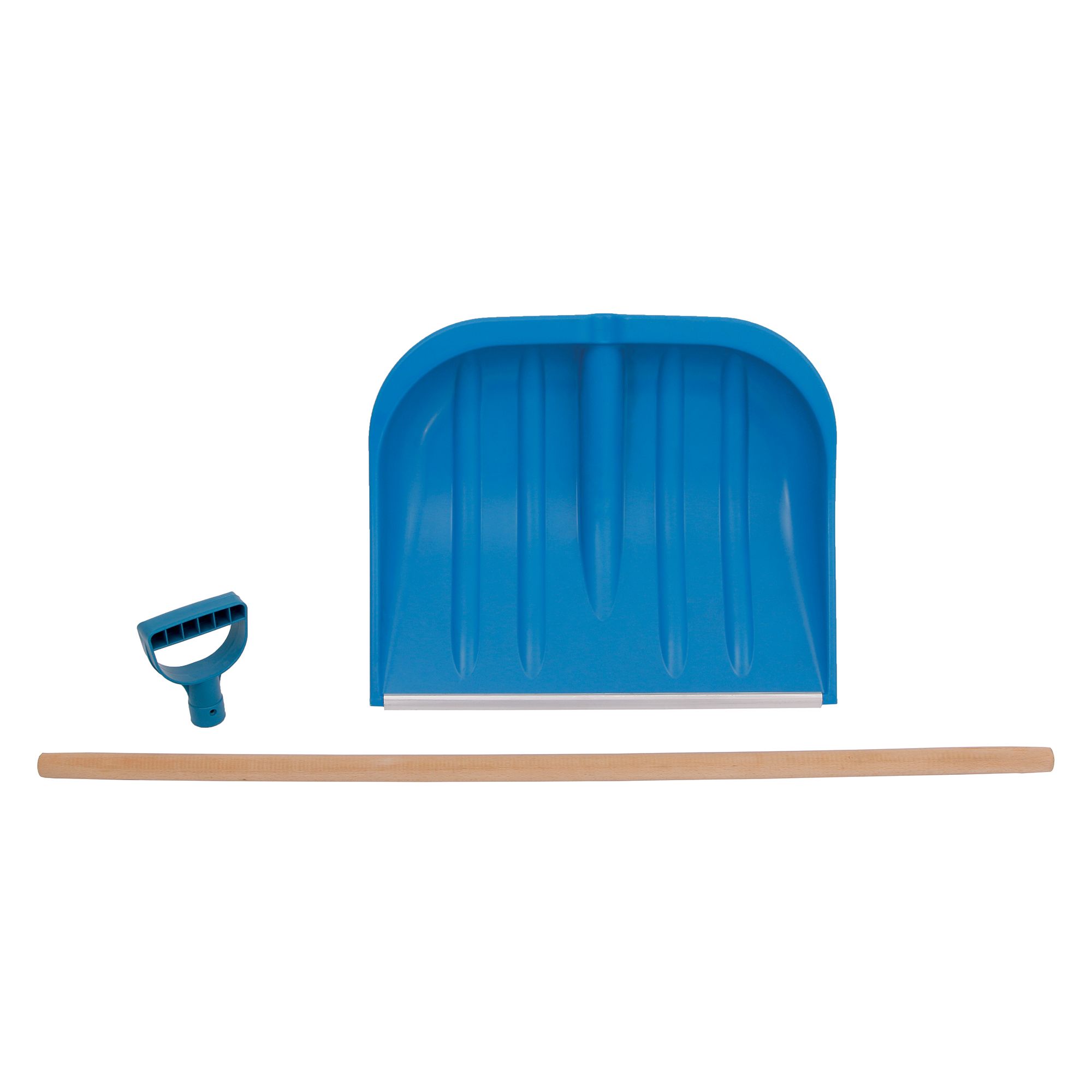 LEVIOR 60001 Odhrnovák na sníh modrý, dřevěná násada, 48 x 40cm, rozložený