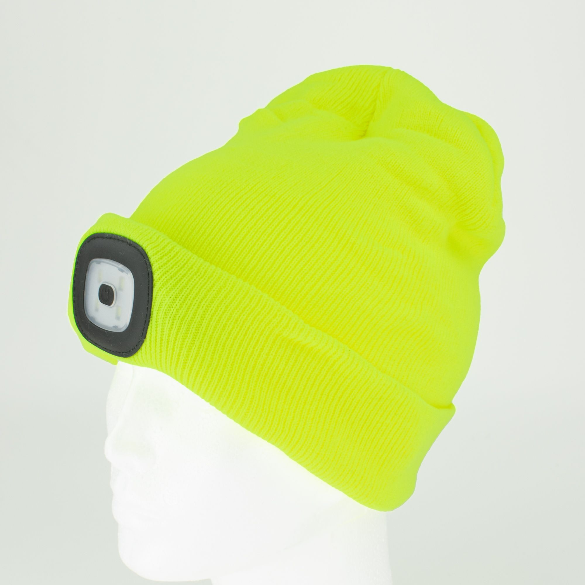Čepice s LED čelovkou, 60lm, USB nabíjecí, UNI, fluorescenční žlutá, STREND PRO