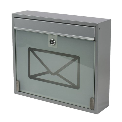 Poštovní schránka, ocel+sklo, šedá, 31 x 36cm, KVIDO