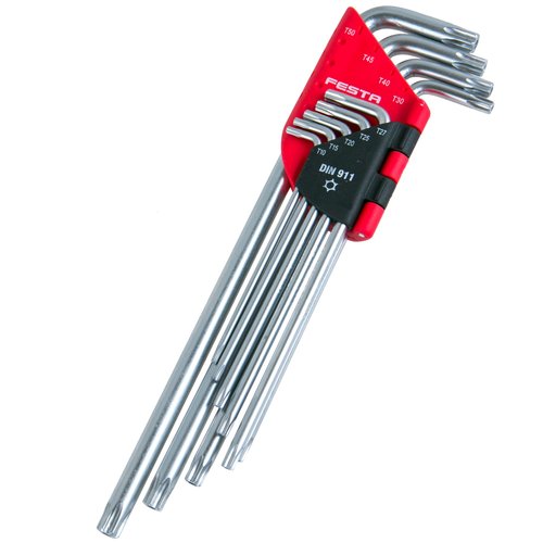 Kle TORX s drkou, prodlouen, sada 9 ks, T10 - T50, FESTA