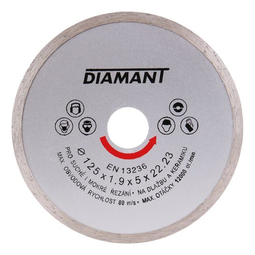 Kotou diamantov, pln, 125mm, 22,2mm, DIAMANT