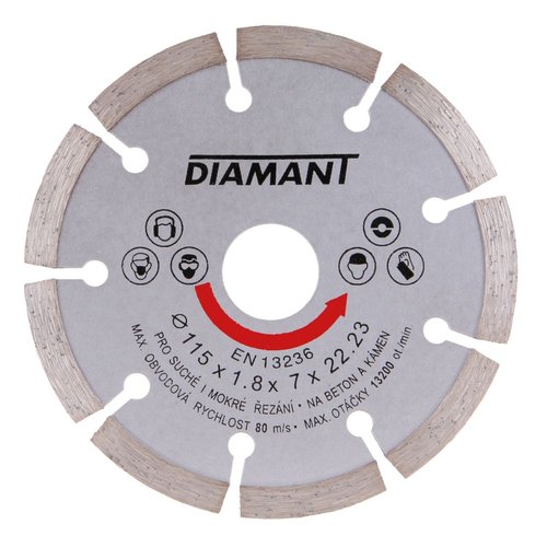 Kotou diamantov, segmentov, 115mm, 22,2mm