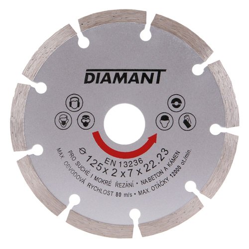 Kotou diamantov, segmentov, 125mm, 22,2mm