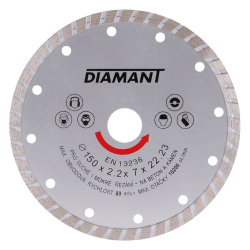 Kotou diamantov, TURBO, 150mm, 22,2mm, DIAMANT