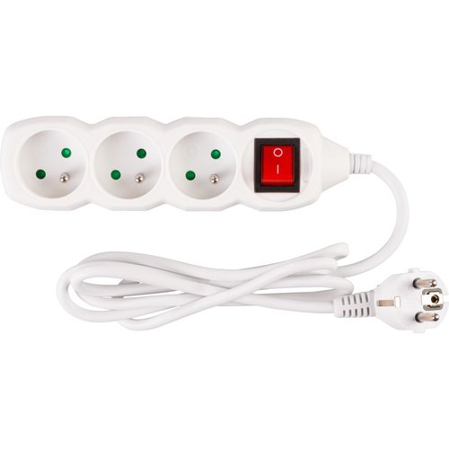 Prodluovac kabel s vypnaem, 1,5m, 3 zsuvky, 31 mm2, bl, STREND PRO