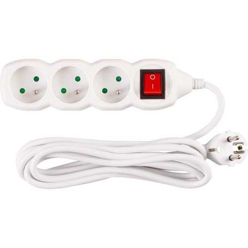 Prodluovac kabel s vypnaem, 3m, 3 zsuvky, 31 mm2, bl, STREND PRO