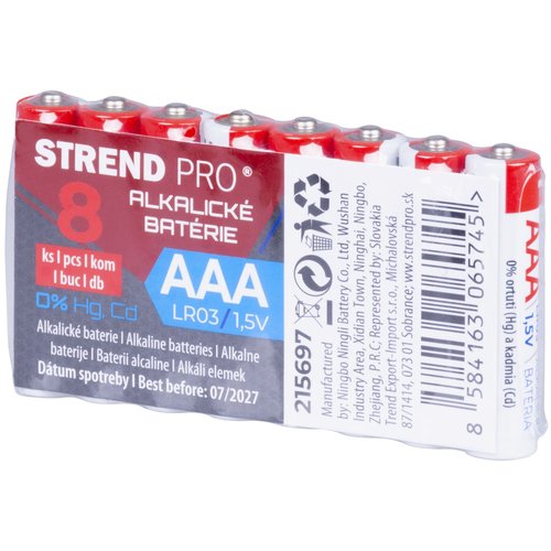 Baterie alkalick, AAA (LR03), 1,5V, sada  8ks, STREND PRO