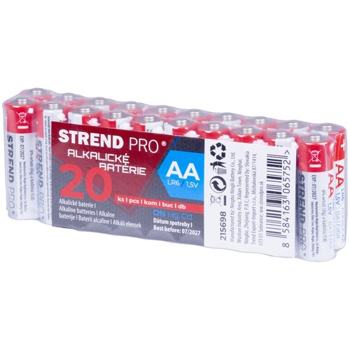 Baterie alkalick, AA (LR6), 1,5V, sada 20ks, STREND PRO