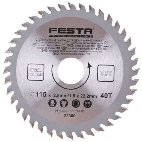 Kotou pilov, na devo, 115mm, 40 zub, 22,2mm, 2,8mm, TCT, FESTA