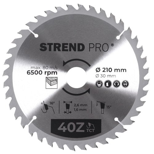 Kotou pilov, na devo, 210mm, 40 zub, 30/20mm, 2,6mm, TCT, STREND PRO