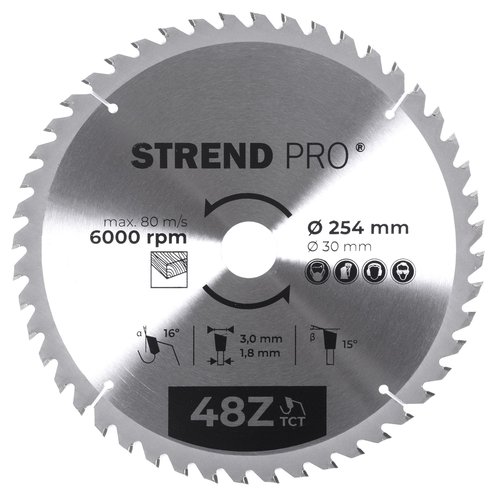 Kotou pilov, na devo, 254mm, 48 zub, 30/20mm, 3,0mm, TCT, STREND PRO
