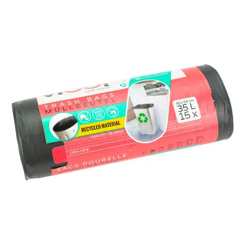 Odpadkov pytle  35L, 50x60cm, v roli 15ks, LDPE 22m, ern, viGO!
