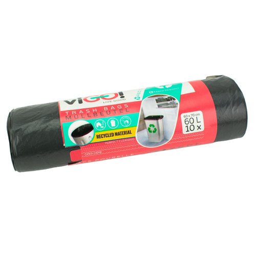 Odpadkov pytle  60L, 60x70cm, v roli 10ks, LDPE 24m, ern, viGO!