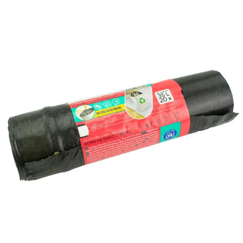 Odpadkov pytle  35L zatahovac, 50x55cm, v roli 20ks, LDPE 20m, ern, viGO!