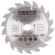 Kotou pilov, na devo, 160mm, 18 zub, 20/16mm, 2,8mm, TCT, FESTA