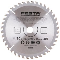 Kotou pilov, na devo, 190mm, 40 zub, 20/16mm, 3,2mm, TCT, FESTA