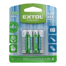 Baterie nabjec Ni-MH, 1,2V, AAA (HR03), 1000mAh, sada 4ks, EXTOL ENERGY
