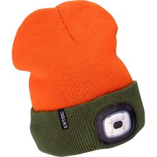 Čepice s LED čelovkou, 4x45lm, USB nabíjecí, UNI, oranžová a khaki zelená, EXTOL LIGHT